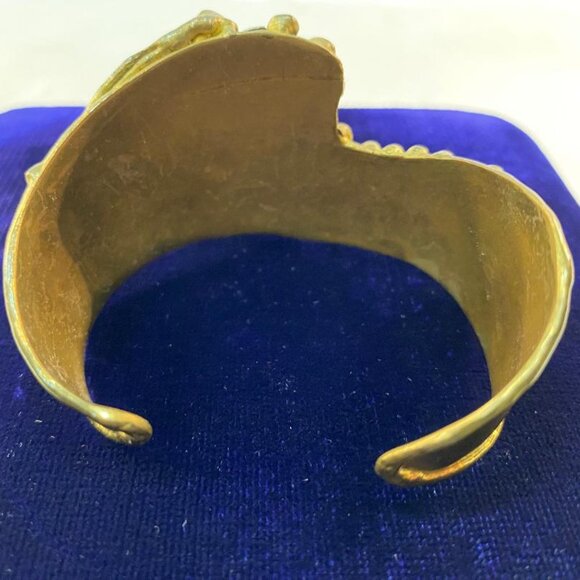 Brutalist Style Vintage Artisan Hand Welded Mixed Metal Statement Cuff Bracelet - Picture 4 of 5